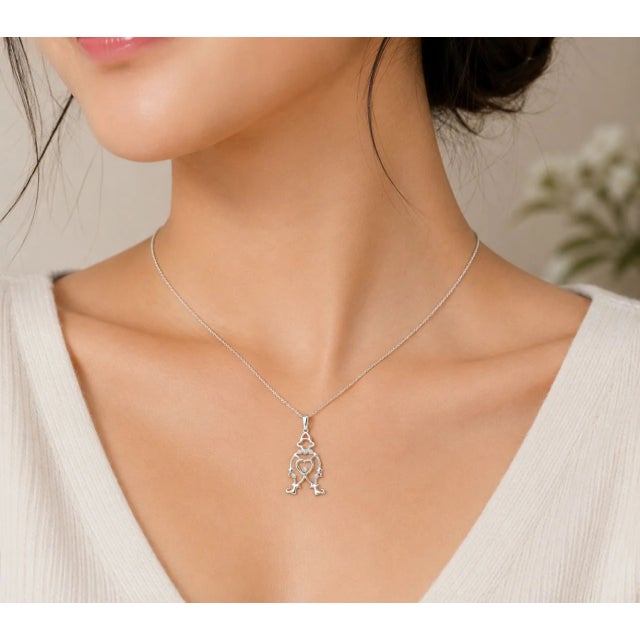 Contemporary 14K White Gold Floating Diamond Clown Jester Pendant Necklace Estate For Sale - Image 3 of 3
