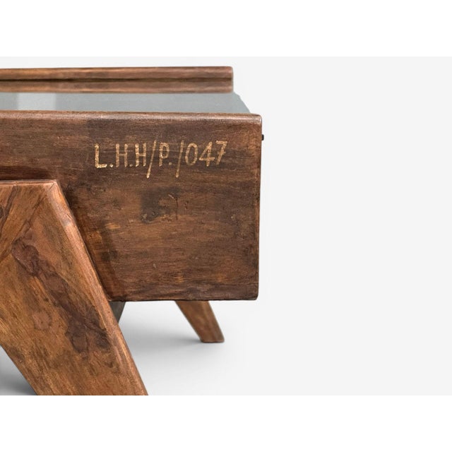 Wood Pierre Jeanneret, Coffee Table, Teak, Glass, Chandigarh, India, 1960s For Sale - Image 7 of 14