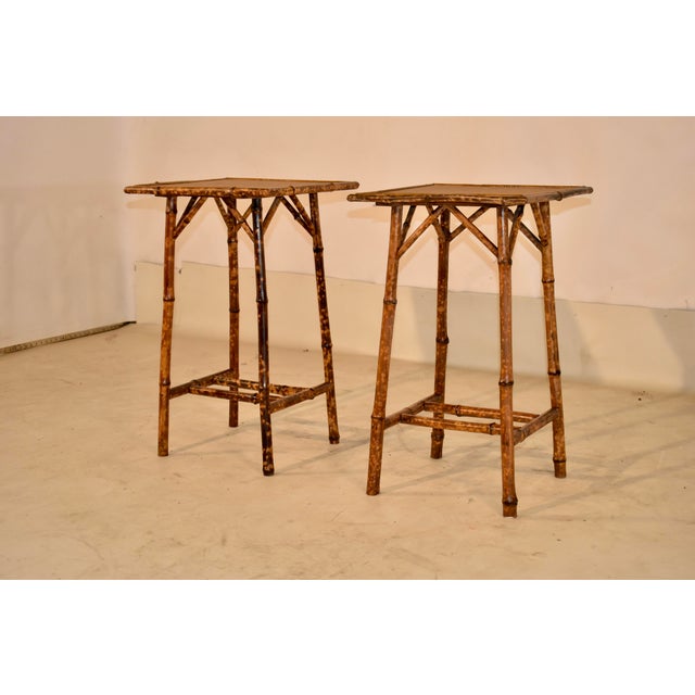 Pair of Late 19th Century Tortoise Bamboo Side Tables From France For Sale - Image 4 of 6