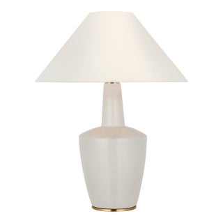 Barbara Barry by Visual Comfort Signature Paros 31" Table Lamp in Ivory with Linen Flare Shade For Sale