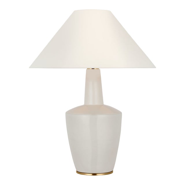 Barbara Barry by Visual Comfort Signature Paros 31" Table Lamp in Ivory with Linen Flare Shade For Sale