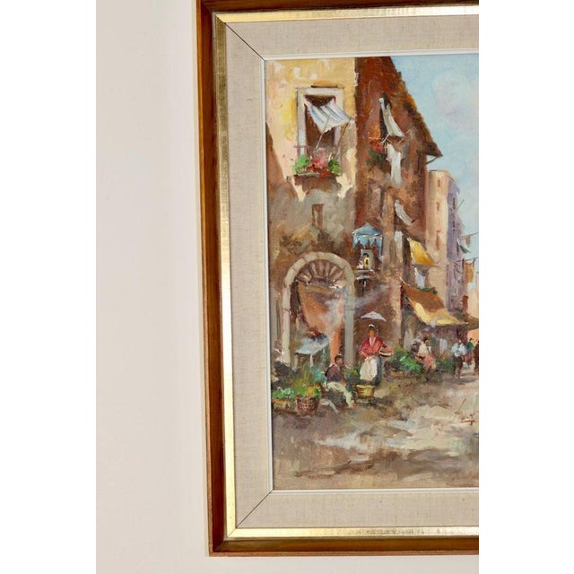 Moriani, City Street Scene, 1960s, Oil on Canvas For Sale - Image 8 of 10