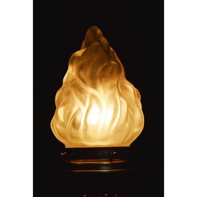 Art Deco Mid-Century Brass Table Lamp with Opaline Flame Shade, 1940s For Sale - Image 14 of 18