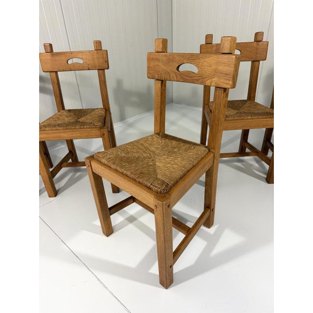 Rustic Blonde Oak Dining Chairs, 1960s, Set of 6 For Sale - Image 9 of 18