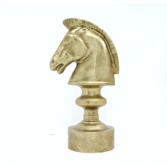 Mid 20th Century Large Vintage Brass Horse Head, Chess Decor For Sale - Image 5 of 10