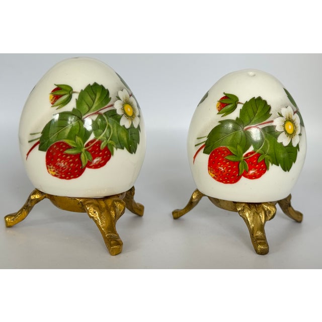 Mid 20th Century Made in England Sandford Salt & Pepper Shakers on Brass Plateaus - A Pair For Sale - Image 5 of 7