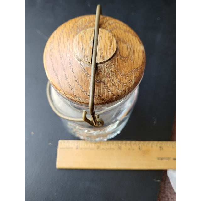 Vintage Ball Glass Jar With Wooden Lid & Metal Wire Clamp For Sale In San Francisco - Image 6 of 8
