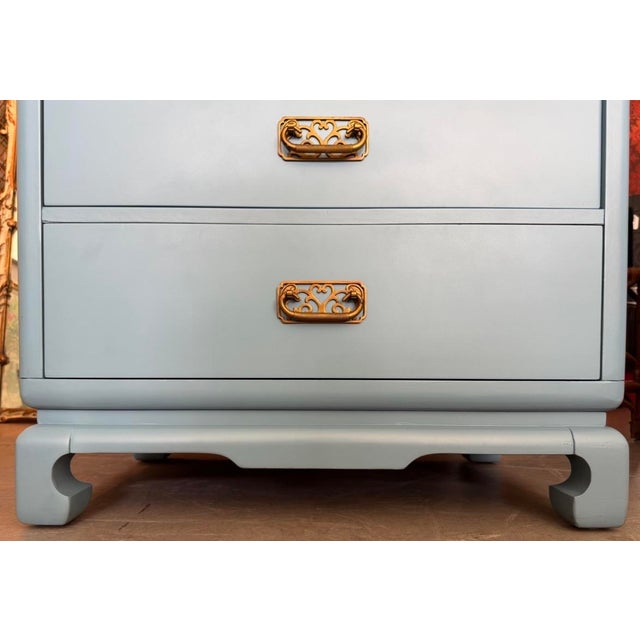 Wood Pair of Chinoiserie Chic Small Dressers/Nightstands by Bernhardt For Sale - Image 7 of 11