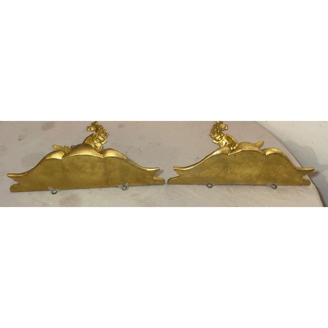 Pair of Antique Italian Federal Gold Gilt-Wood Figural Bird Wall Shelves Shelf For Sale - Image 9 of 14