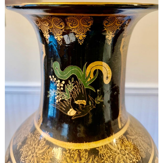 Chinese Chinese Gilt Baluster Floor Vase For Sale - Image 3 of 12
