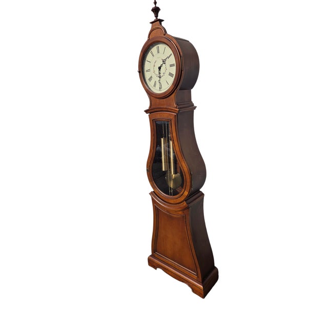 Ethan Allen Swedish Home Grandfather Clock Bombe Mora Longcase Bombay For Sale - Image 13 of 17