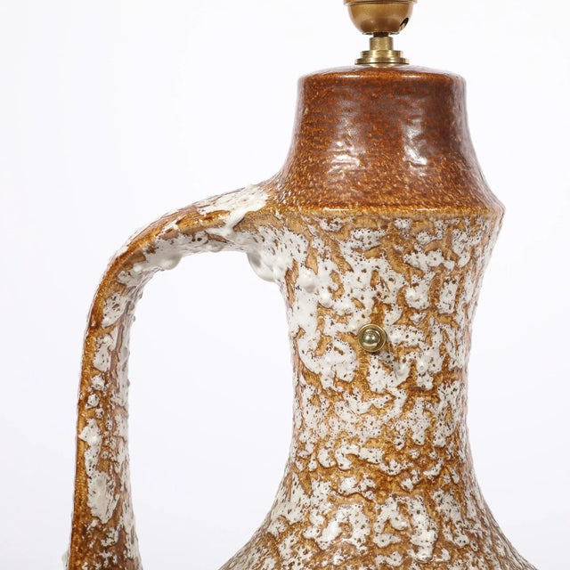 Mid-Century Organic Pitcher Form Ceramic Table Lamp With Illuminated Cutouts For Sale - Image 17 of 17