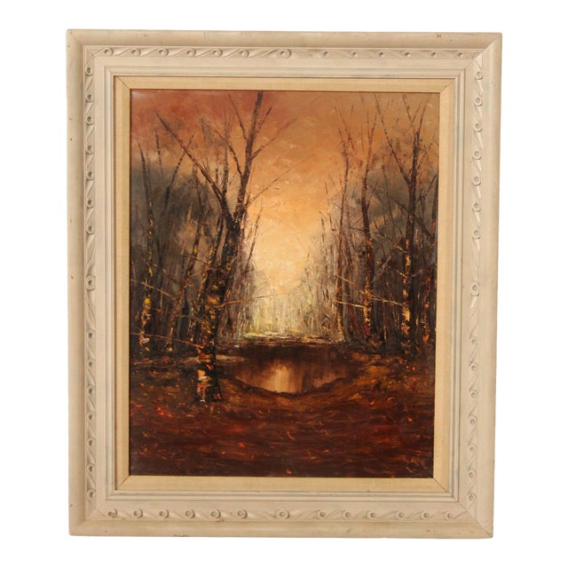 J. Sands Oil Painting, Winter Sunset For Sale