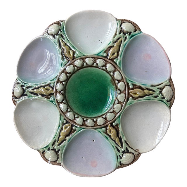 Antique Majolica Oyster Plate c.1890 For Sale