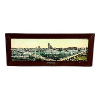 Landscape Composition, 1930s, Convex Reverse-Painted Glass, Framed For Sale