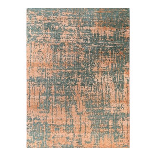 Ikat, One-of-a-Kind Hand-Knotted Area Rug - Green, 9' 2" x 12' 4" For Sale