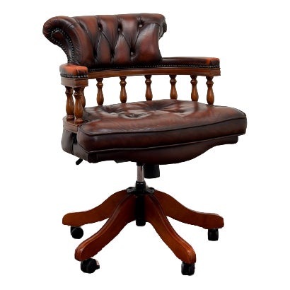 English Oxblood Chesterfield Desk Chair For Sale