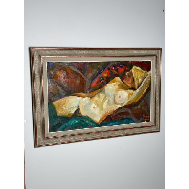 Original Swedish Oil on Canvas – Model by Bengt Ellis – Vintage & Framed – 109 × 73 cm (42.9" × 28.7") A large‑format oil...
