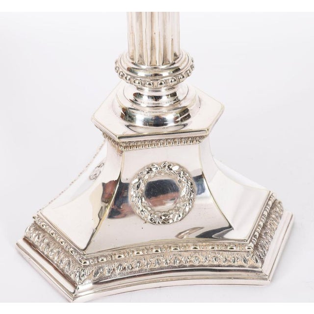 Antique Large Silver Plated Four Light Candelabra, Set of 2 For Sale - Image 17 of 18