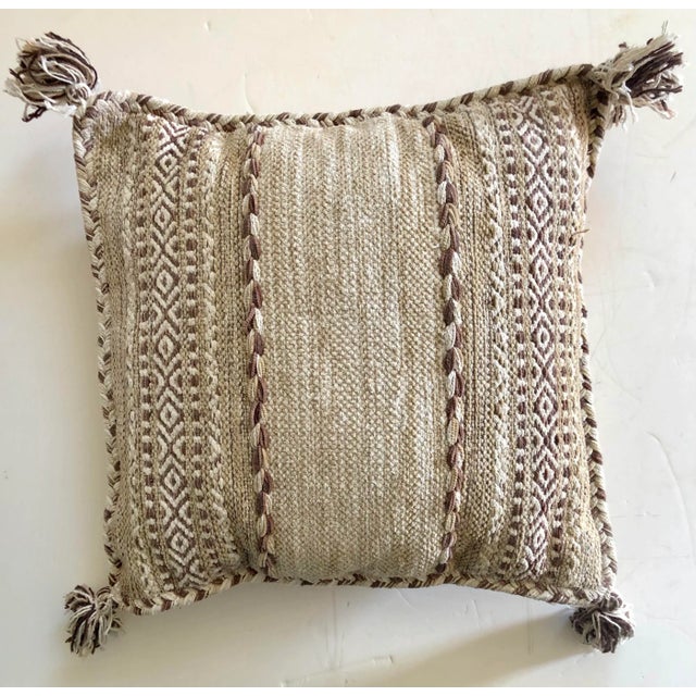 Woven Tan Pillow For Sale - Image 4 of 4