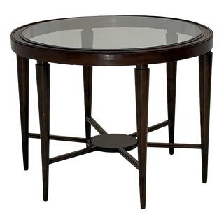 Vintage Glass and Walnut Coffee Table, 1940s For Sale