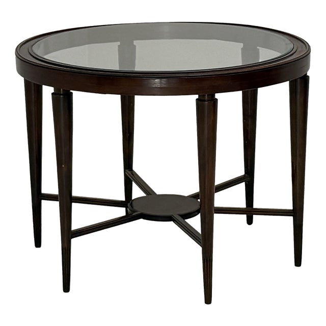 Vintage Glass and Walnut Coffee Table, 1940s For Sale
