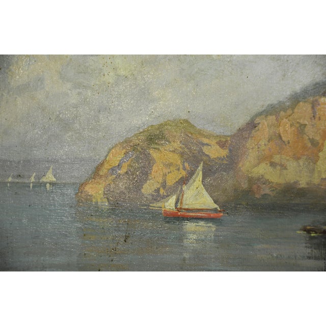 Vincenzo Canino, Seascape and Coastal Village, Naples, 1925, Oil on Canvas For Sale - Image 9 of 16