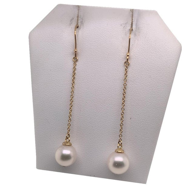 White Akoya Pearl Earrings 14 Karat Yellow Gold Certified For Sale - Image 8 of 18
