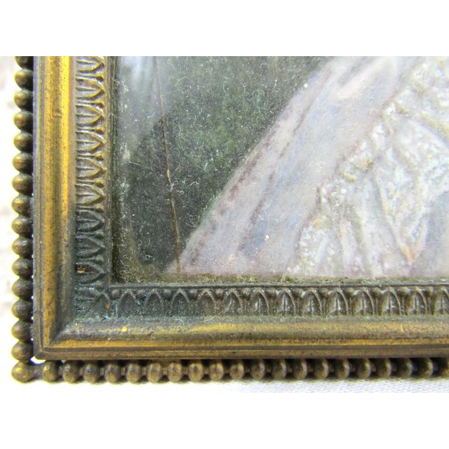 Late 19th Century Antique French Bronze Ribbon Bow Top Frame Showing Marie Antoinette a La Rose For Sale - Image 5 of 9