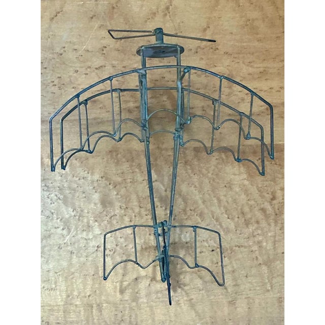 Industrial Vintage Metal Wire Airplane Sculpture For Sale - Image 3 of 12
