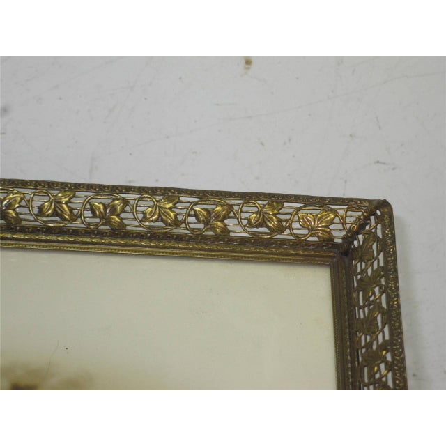 Picture Frame Easel Backed Art Nouveau Bronze Pierced Leaf & Vine Antique French For Sale - Image 6 of 12