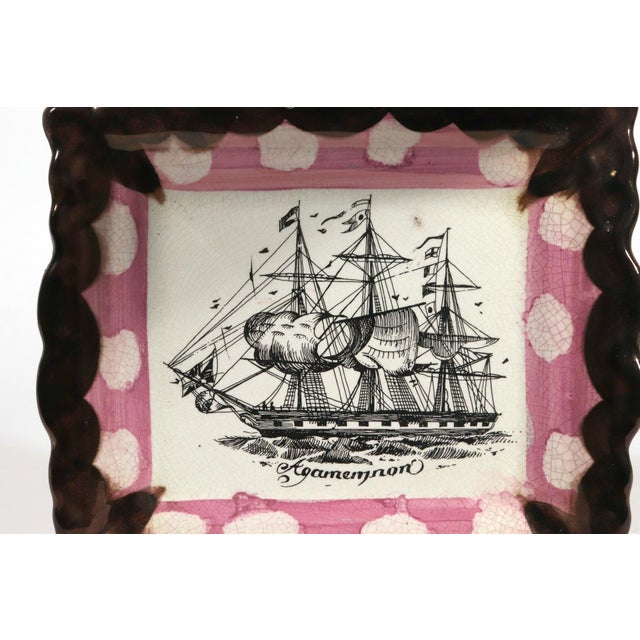 A Pink Lustre Maritime Plaque, “Agamemnon” Sunderland type, twentieth century Of rectangular form, transfer-printed in...