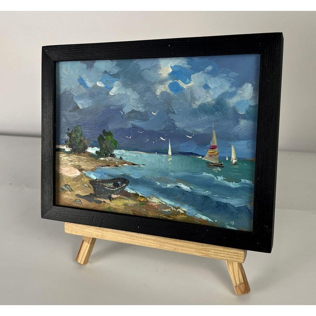Impressionist Oil Painting Sea Tide Before the Storm Yuriy Suprunchuk For Sale - Image 3 of 11