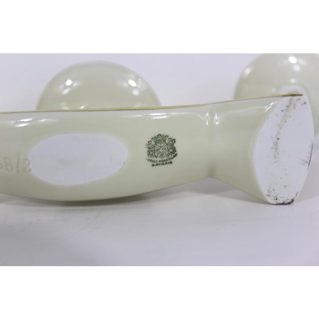 Cream Mid Century Modern Cream and Gold Ceramic Candelabra Three Arm Candleholder Bavaria Gerold Porzellan For Sale - Image 8 of 11