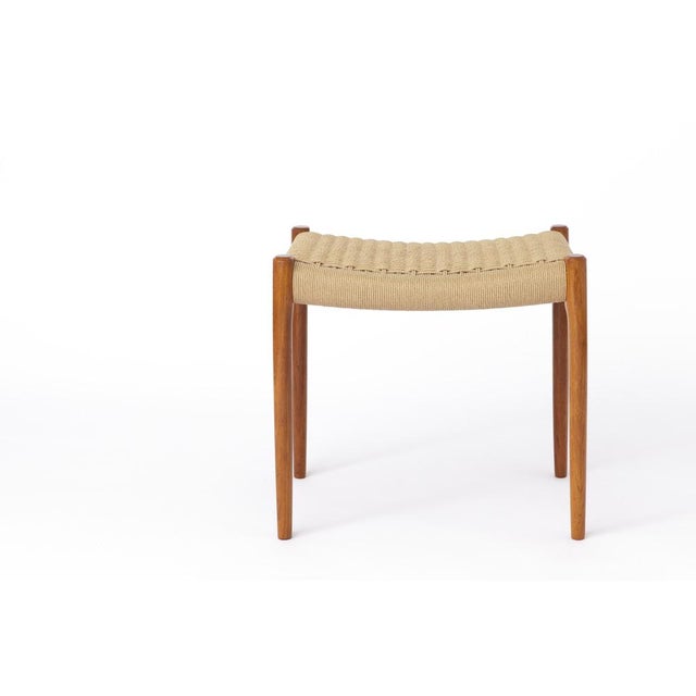 Beige Vintage Stool in Teak by Niels Moller Ottoman, 1950s For Sale - Image 8 of 8