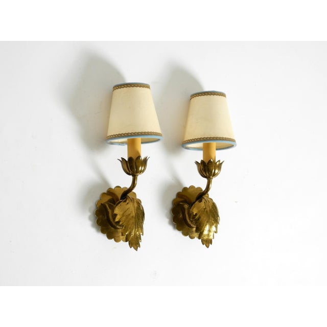 Mid-Century Modern Floral Wall Lamps in Brass, 1950s, Set of 2 For Sale - Image 4 of 18