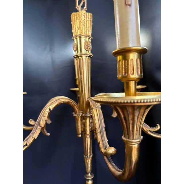 Louis XIV Gilt Bronze 6- Arm Chandelier, 1930s For Sale - Image 4 of 14