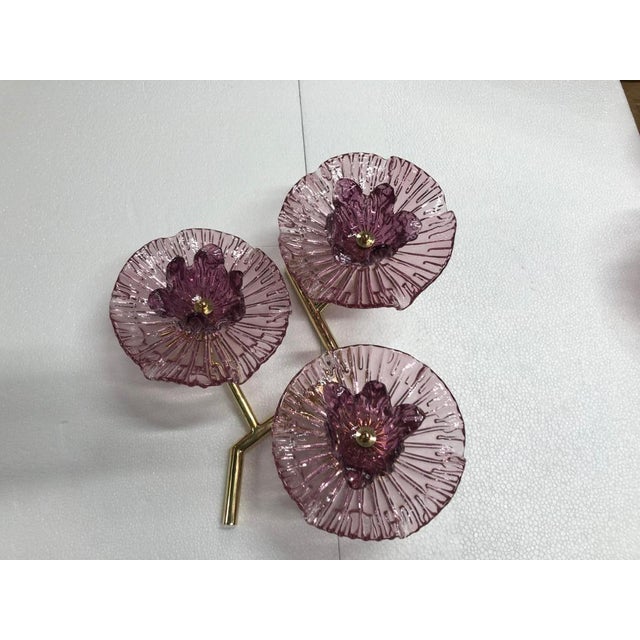 Gold Mid-Century Murano Art Glass and Brass Wall Light, 2000s For Sale - Image 8 of 9