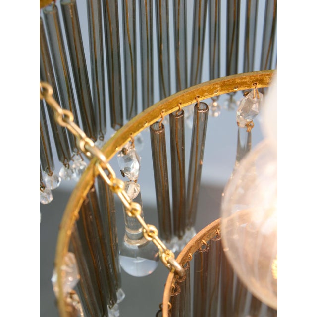 Mid-Century Modern Teardrop Three-Tier Pendant Light in Brass and Crystal, 19560s For Sale - Image 12 of 15