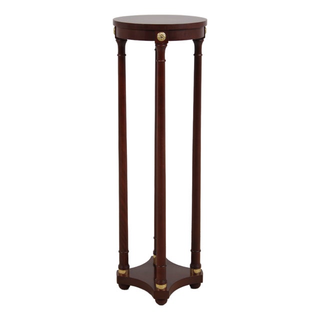 Baker Mahogany Round Plant Lamp Stand For Sale
