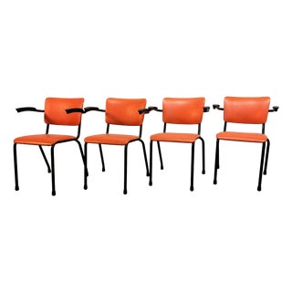 Mid-Century Orange Dining Chairs from Ahrend de Cirkel, Netherlands, 1960s, Set of 4 For Sale