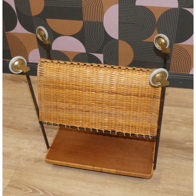 Black Small Mid-Century Modern Bar Cart with Magazine Rack, 1960s For Sale - Image 8 of 9
