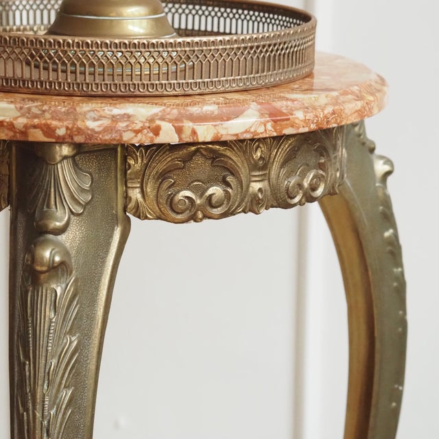 Louis XV Style Gueridon Side Table in Brass and Marble For Sale - Image 5 of 9