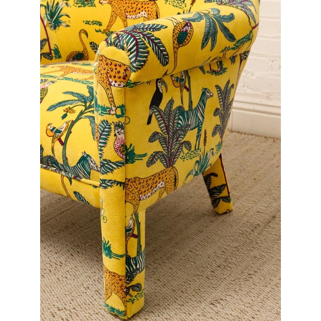 Vintage Postmodern Yellow Jungle Print Barrel Lounge Chair For Sale - Image 12 of 12