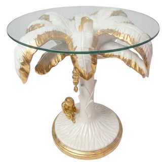 Late 20th Century Palm Beach Regency Parcel Gilt Monkey and Palm Tree Dining Table -Newly Painted For Sale