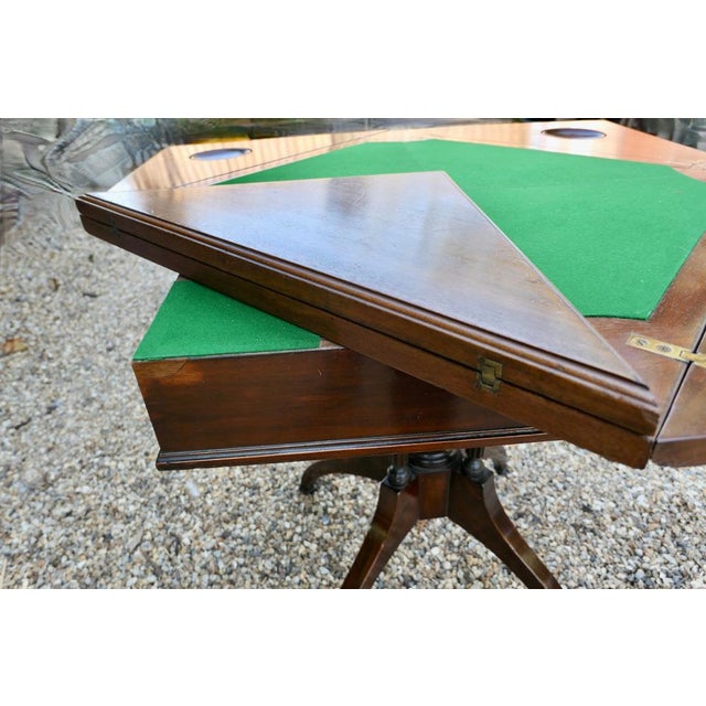 Antique Victorian Envelope Card Table with Gaming Wells, 1880 For Sale - Image 11 of 12