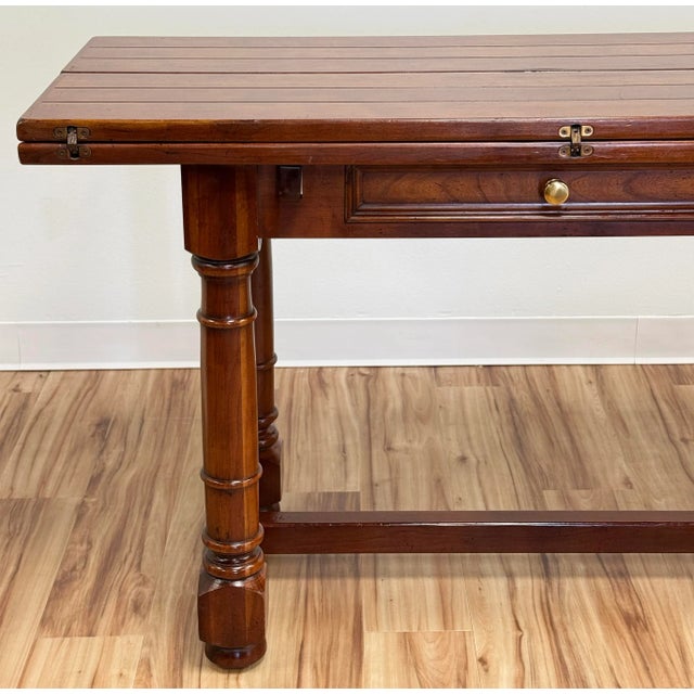Farmhouse Vintage Century Furniture Wood Folding Console Dining Table For Sale - Image 3 of 12