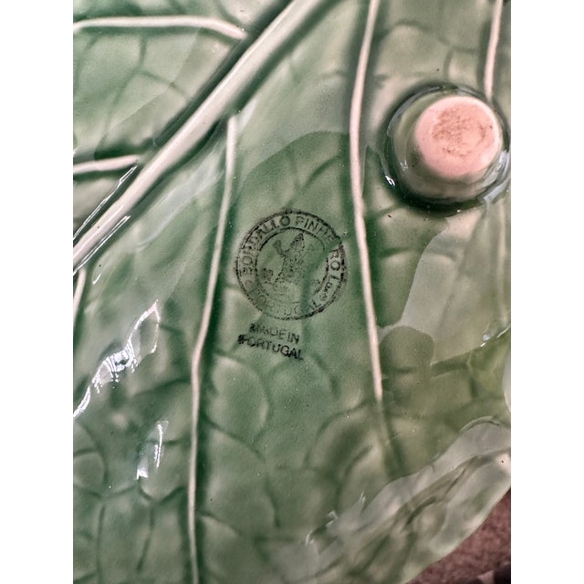Bordallo Pinheiro Green Cabbage Leaf Relish Dish For Sale In Palm Springs - Image 6 of 6