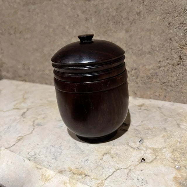 1950s Mid-Century ModernPetite Rosewood Jar Lidded Vessel Box For Sale - Image 5 of 9