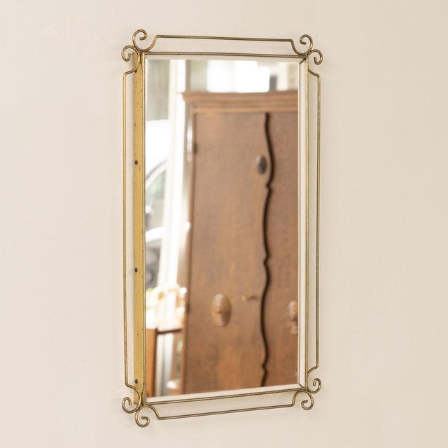 Italian 1950s Italian Brass Mirror For Sale - Image 3 of 8